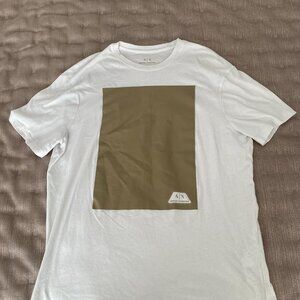 Armani Exchange T Shirt ; White and Cream Design ; Size Small